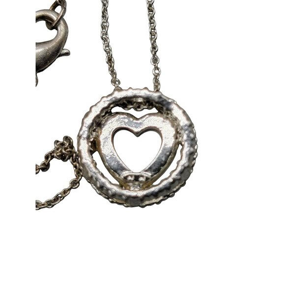 Avon NR Eternal Heart Pendant Necklace Clear Rhinestones Silver Tone Vintage 16" - Picture 9 of 9